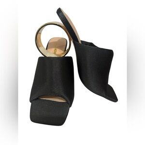 Fashion Nova Black Heels with Gold Ring Detail